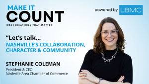 Nashville Area Chamber of Commerce CEO Stephanie Coleman reflects on her journey, the city’s unique leadership culture, and the power of collaboration that continues to define and drive Nashville’s growth.